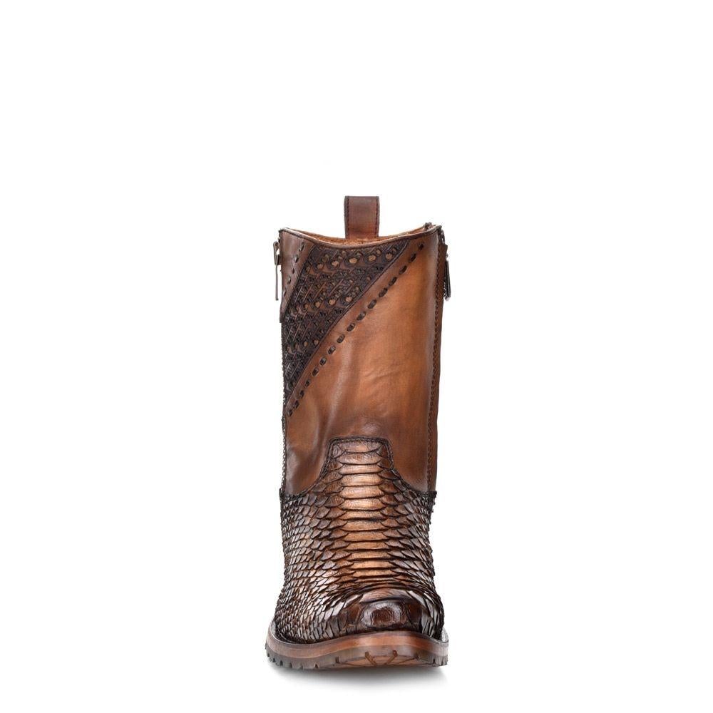 2T1EPH - Cuadra brown casual cowboy python skin zip ankle boots for men-Kuet.us