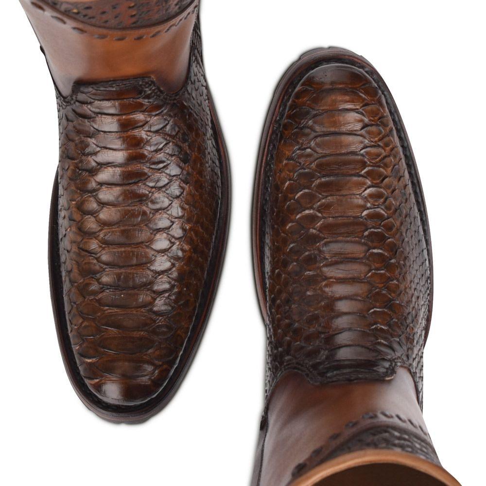 2T1EPH - Cuadra brown casual cowboy python skin zip ankle boots for men-Kuet.us