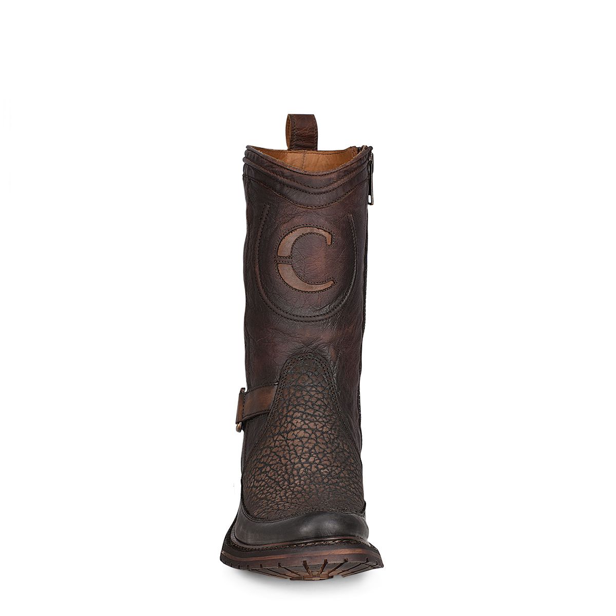 2T2KCT - Cuadra brown vintage fashion cowboy bull neck mid boots for men-Kuet.us