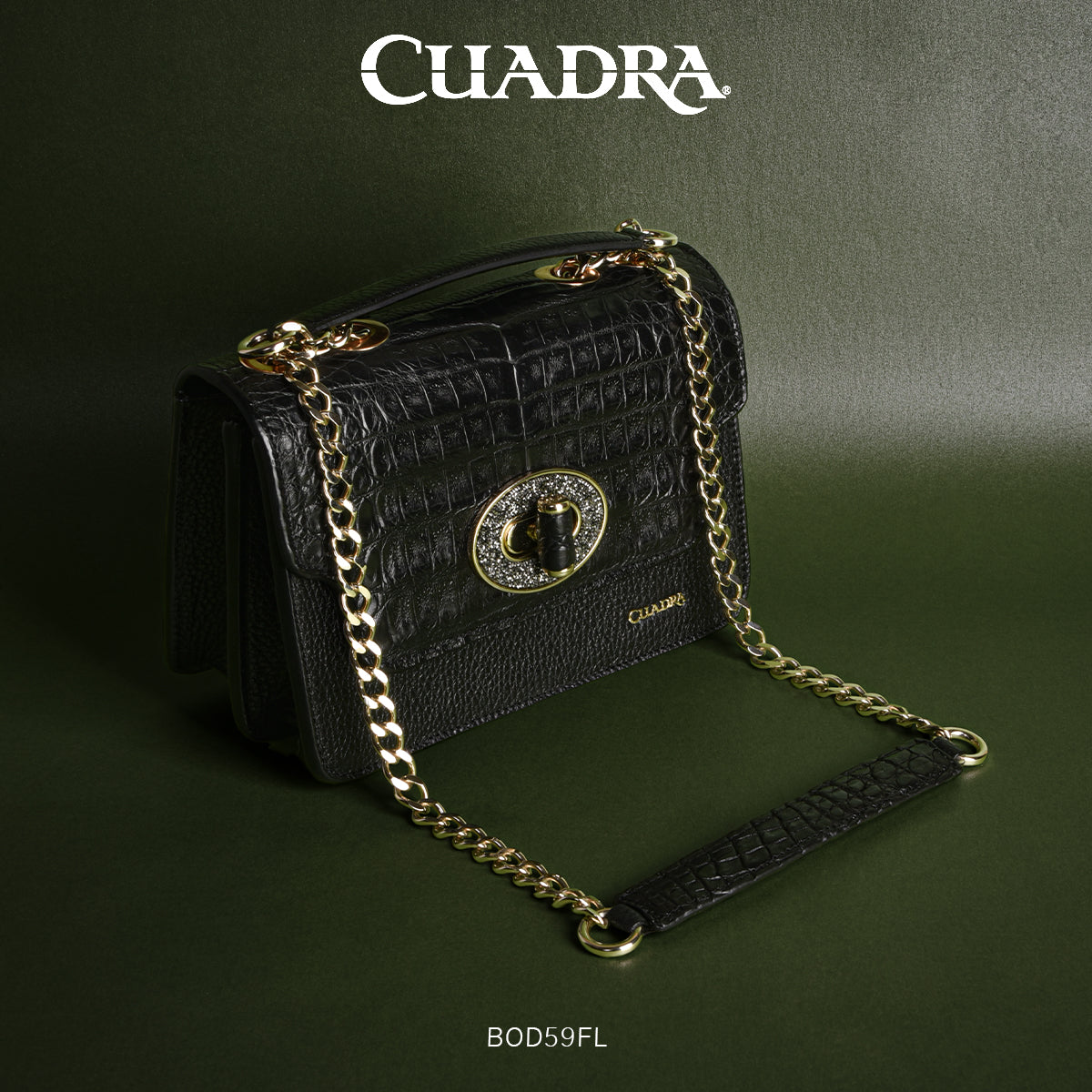 BOD59FL - Bolso bandolera Cuadra casuales fashion fuscus de piel para mujer NEGRO