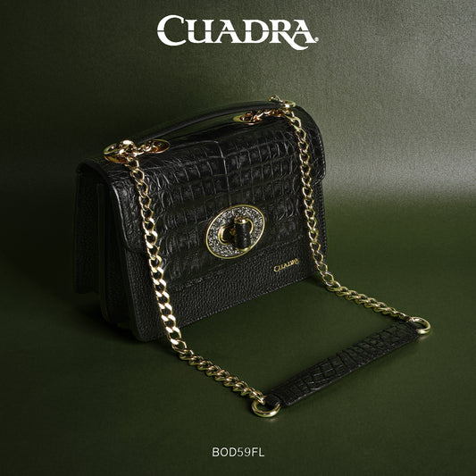 BOD59FL - Cuadra Black Casual Fashion Fuscus Leather Shoulder Bag for Woman