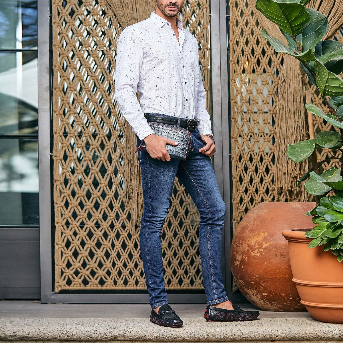 35VMTTS - Cuadra black casual fashion stingray leather bit driving moccasins for men-Kuet.us