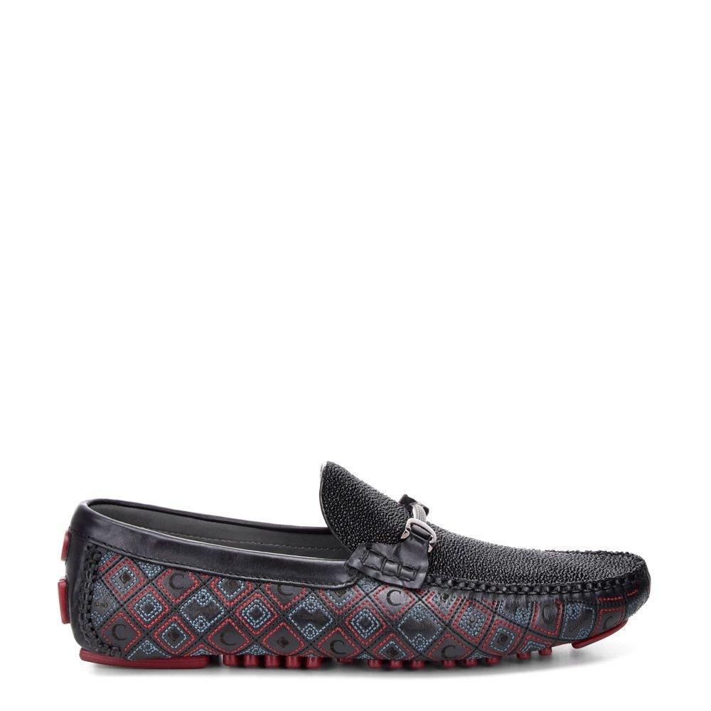 35VMTTS - Cuadra black casual fashion stingray leather bit driving moccasins for men-Kuet.us