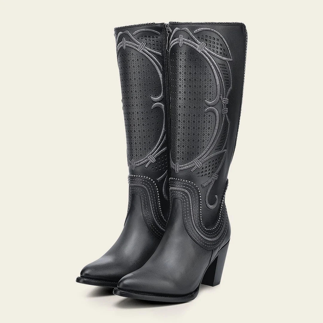 3F1DRS - Cuadra gray western cowgirl cowhide leather knee high boots for women