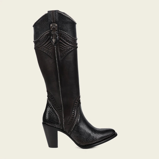 3F82PM - Cuadra black western cowgirl python boots for women