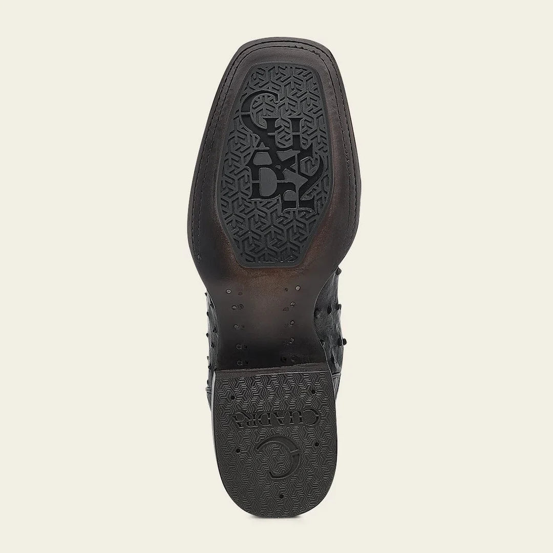 3Z1OA1 - Cuadra Black Western Cowboy Rodeo Ostrich Boots for Men
