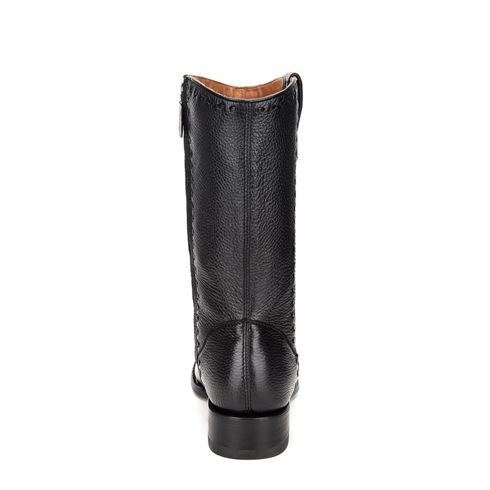 3C12VE - Cuadra black casual fashion cowboy deer leather mid boots for men-Kuet.us