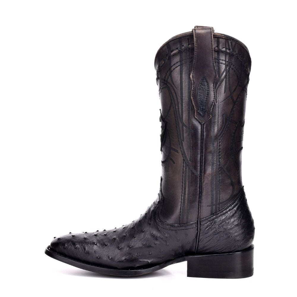 3C1NA1 - Cuadra black dress cowboy exotic ostrich leather boots for men-Kuet.us
