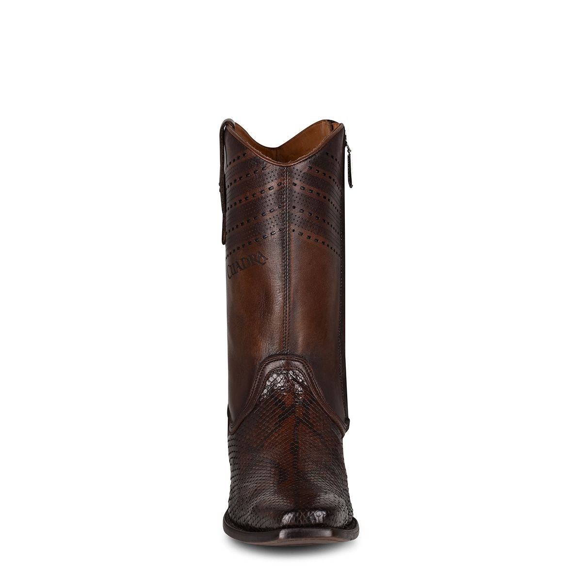 3C21PH - Cuadra brown casual cowboy python skin zip ankle boots for men-Kuet.us