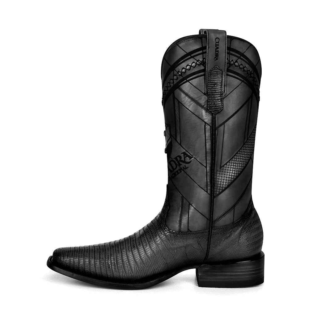 3C2FLT - Cuadra black fashion dress cowboy lizard leather boots for men-Kuet.us