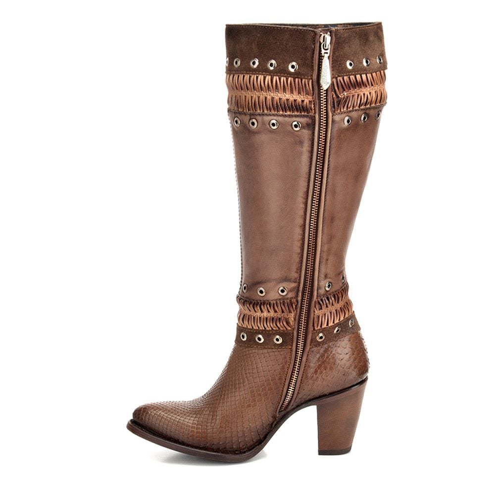 3F11PM - Cuadra taupe western cowgirl python snake boots for women-Kuet.us