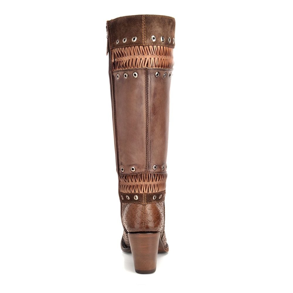 3F11PM - Cuadra taupe western cowgirl python snake boots for women-Kuet.us