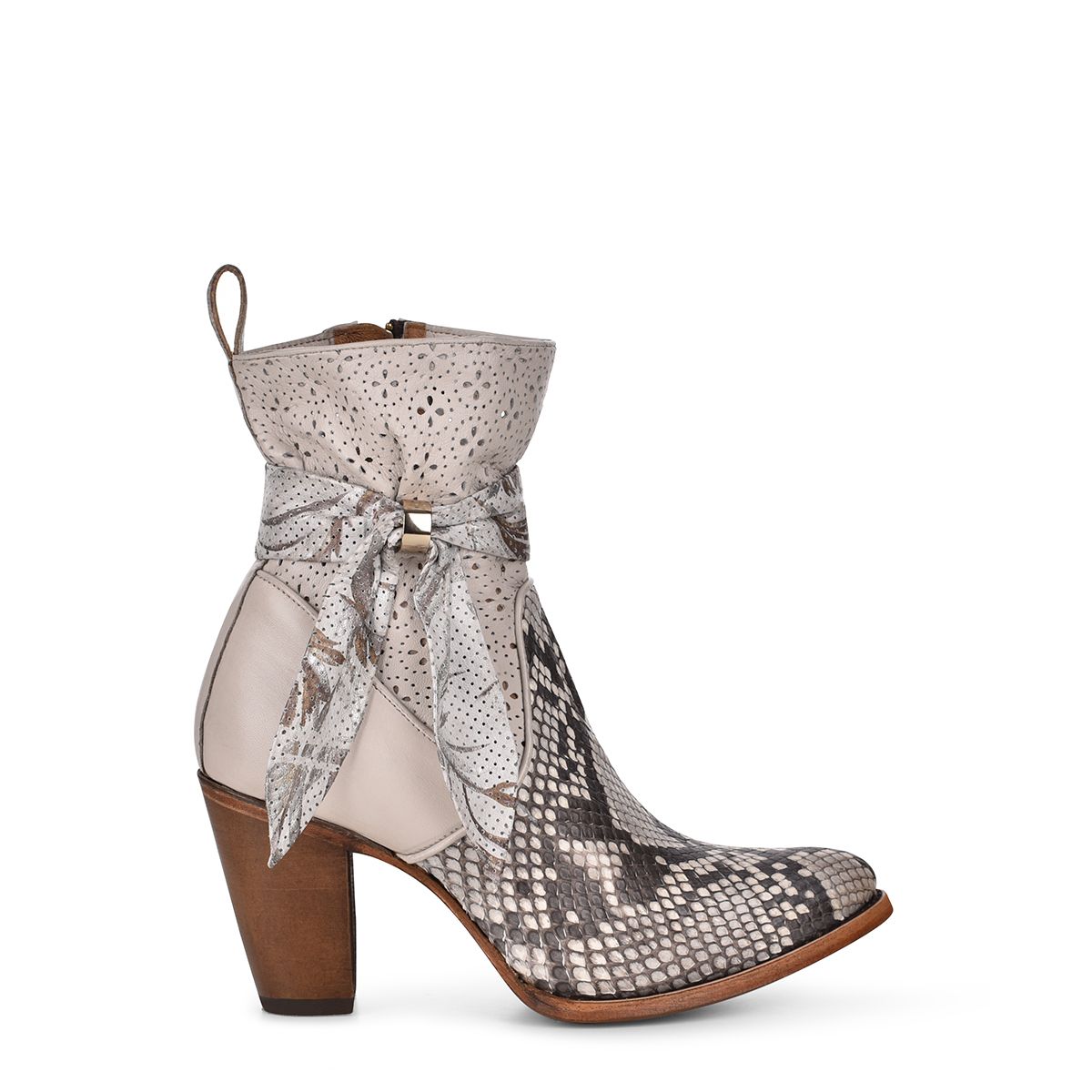 3F50PH - Cuadra natural white summer fashion python ankle boots for women-Kuet.us