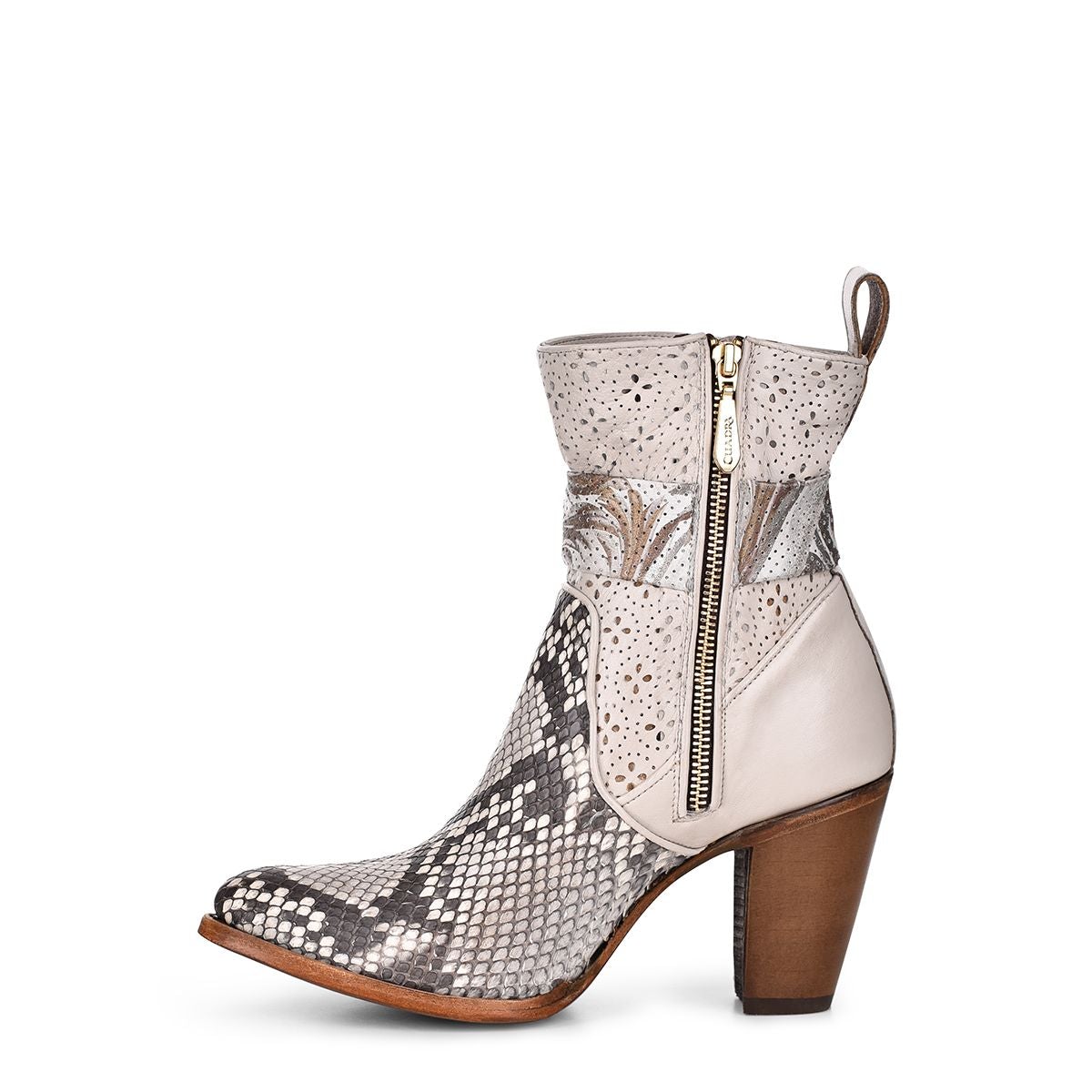 3F50PH - Cuadra natural white summer fashion python ankle boots for women-Kuet.us
