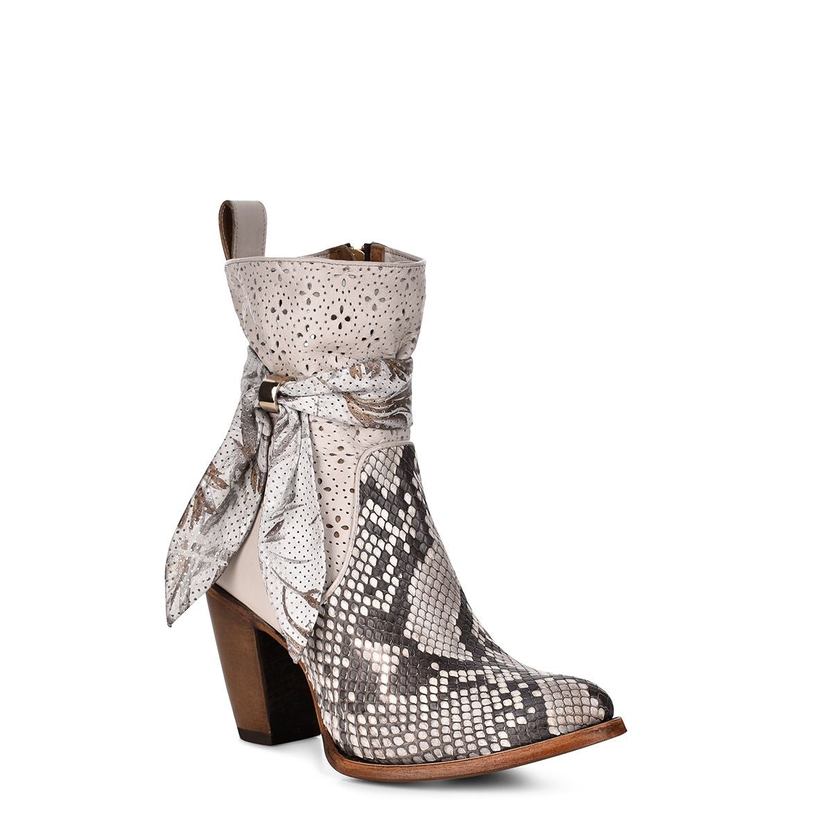 3F50PH Cuadra botines pitón fashion verano BLANCO natural para