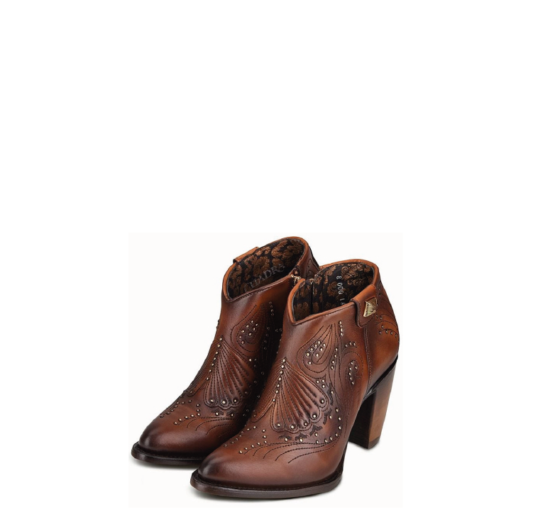 3F58RS - Cuadra chestnut brown fashion cowboy leather ankle boots for women-Kuet.us