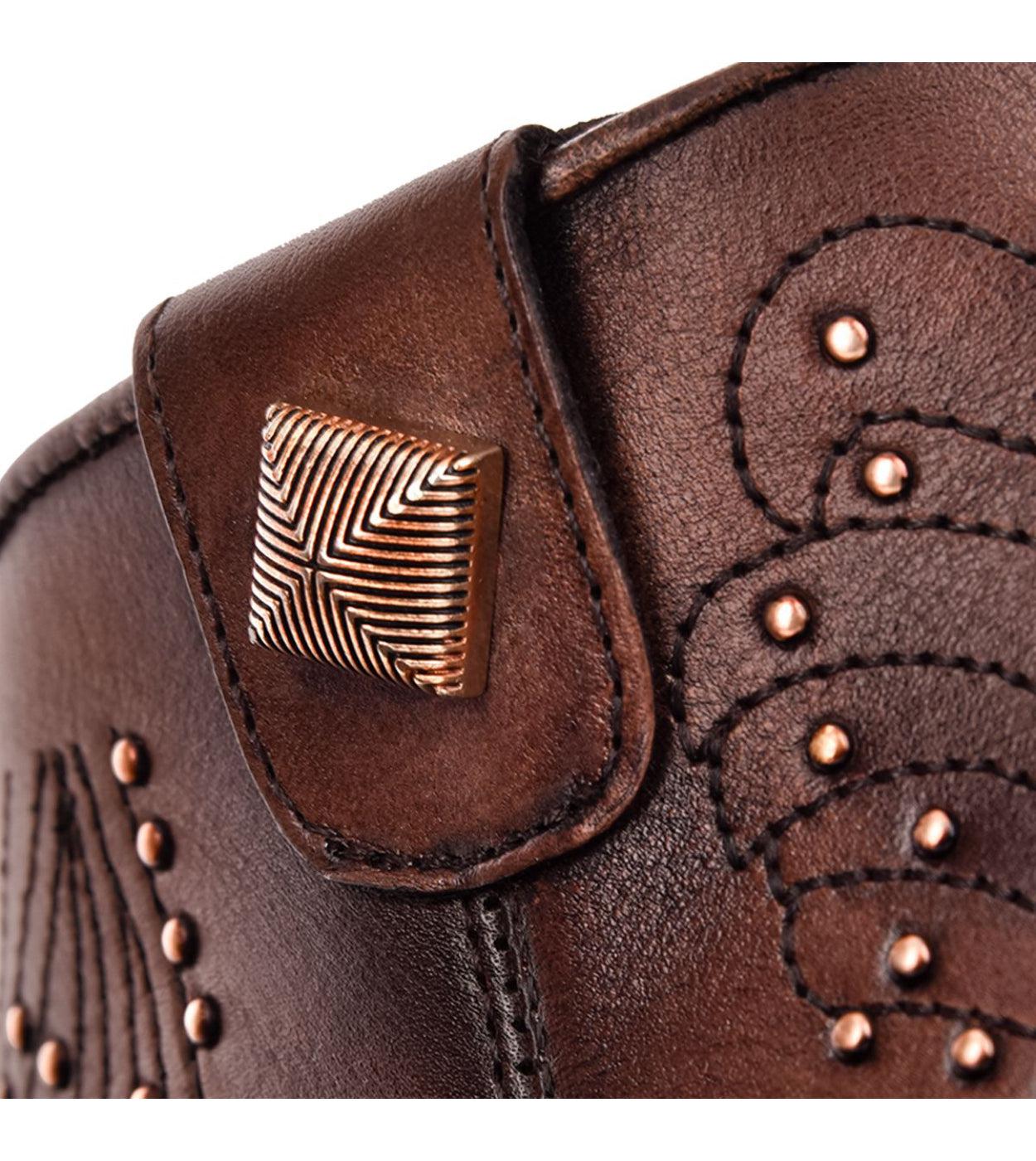 3F58RS - Cuadra chestnut brown fashion cowboy leather ankle boots for women-Kuet.us