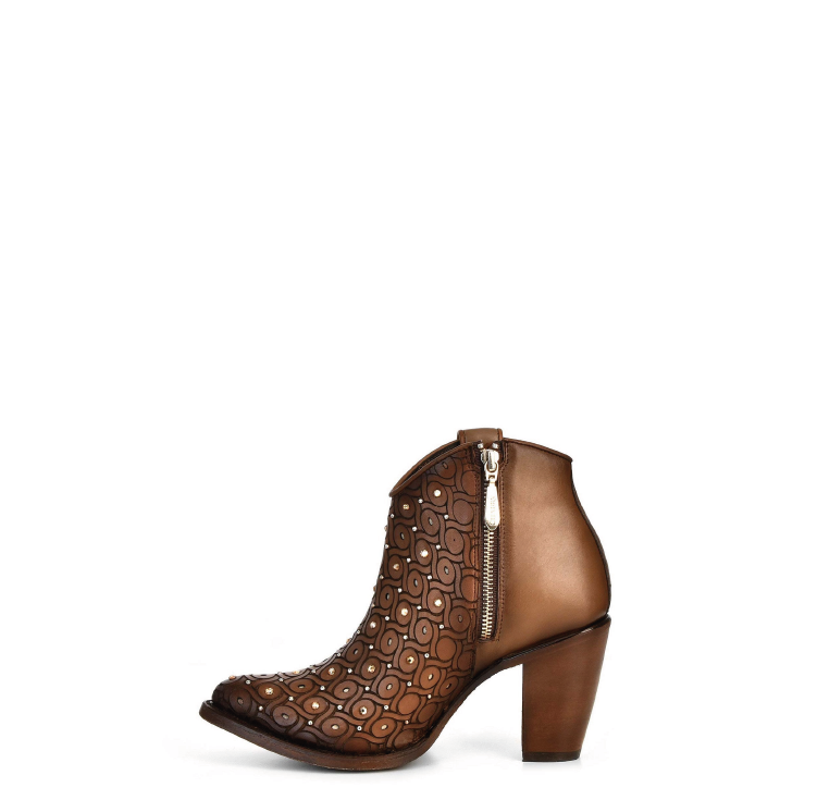 3F65RS - Cuadra maple western cowgirl leather studded ankle boots for women-Kuet.us