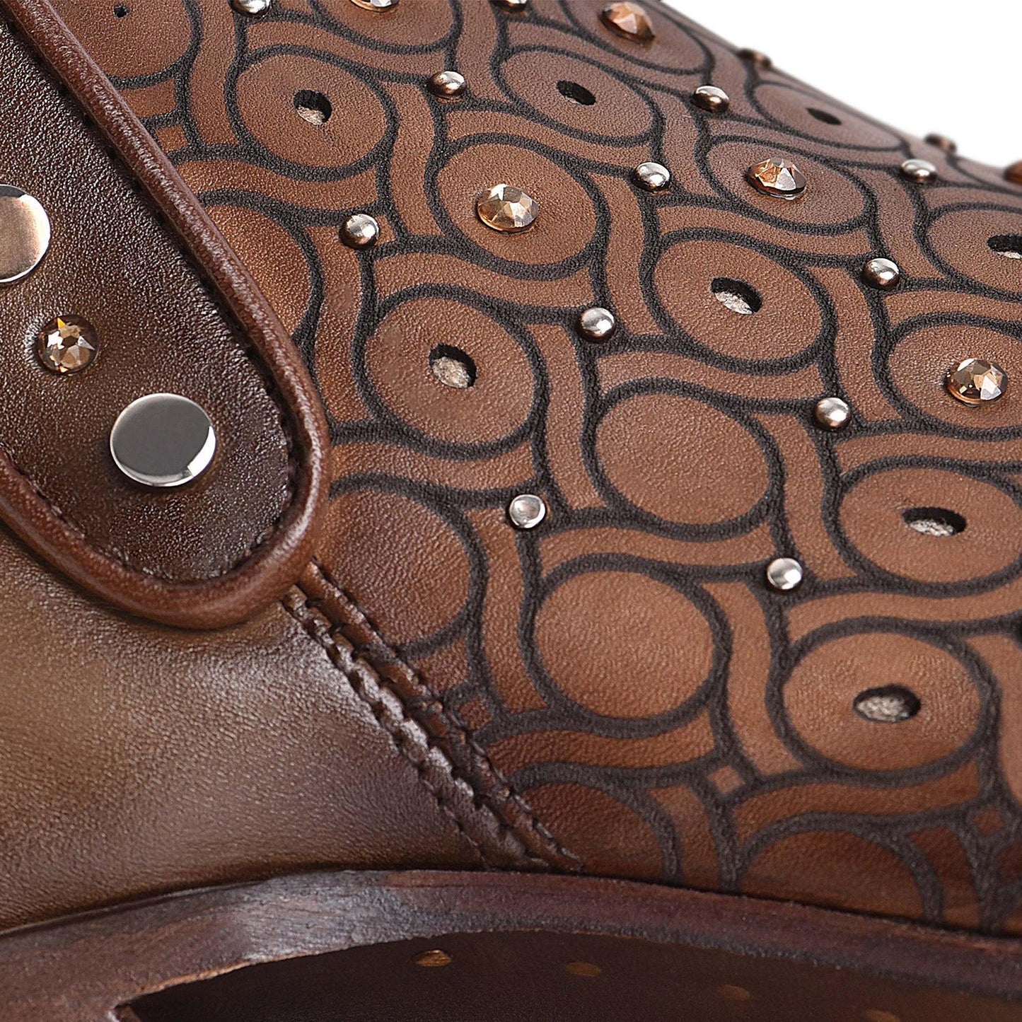 3F65RS - Cuadra maple western cowgirl leather studded ankle boots for women-Kuet.us