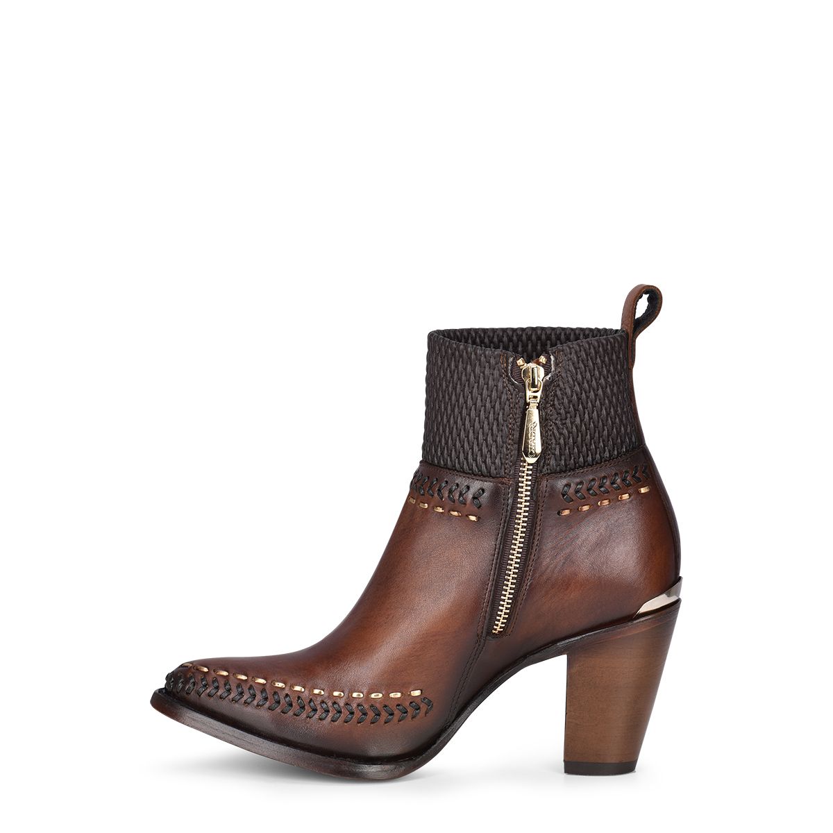 3F81RS - Cuadra brown western cowgirl cowhide leather ankle boots for women-Kuet.us