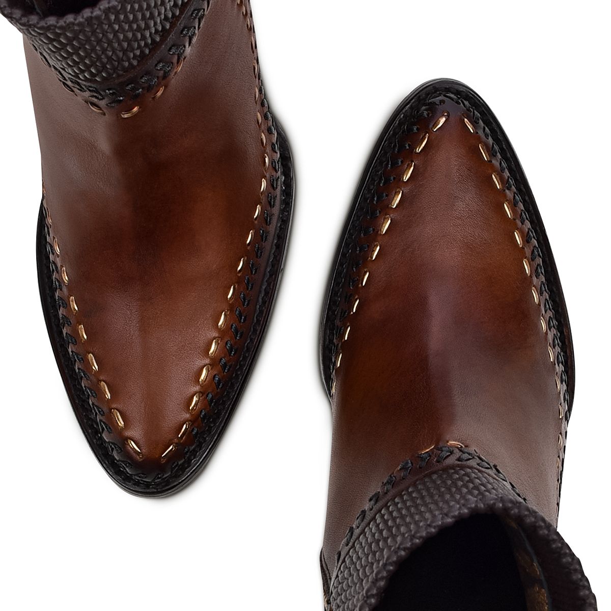 3F81RS - Cuadra brown western cowgirl cowhide leather ankle boots for women-Kuet.us