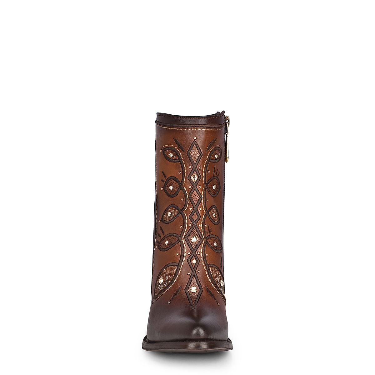 3F89RS - Cuadra brown western cowgirl cowhide leather ankle boots for women-Kuet.us