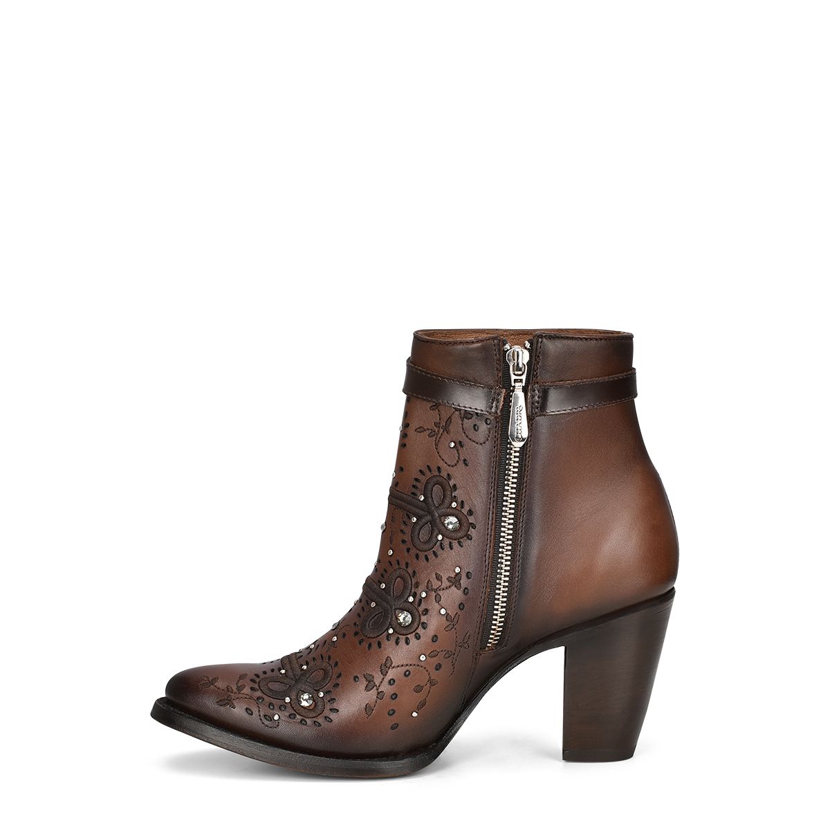 3F92RS - Cuadra brown western cowgirl cowhide leather ankle boots for women-Kuet.us
