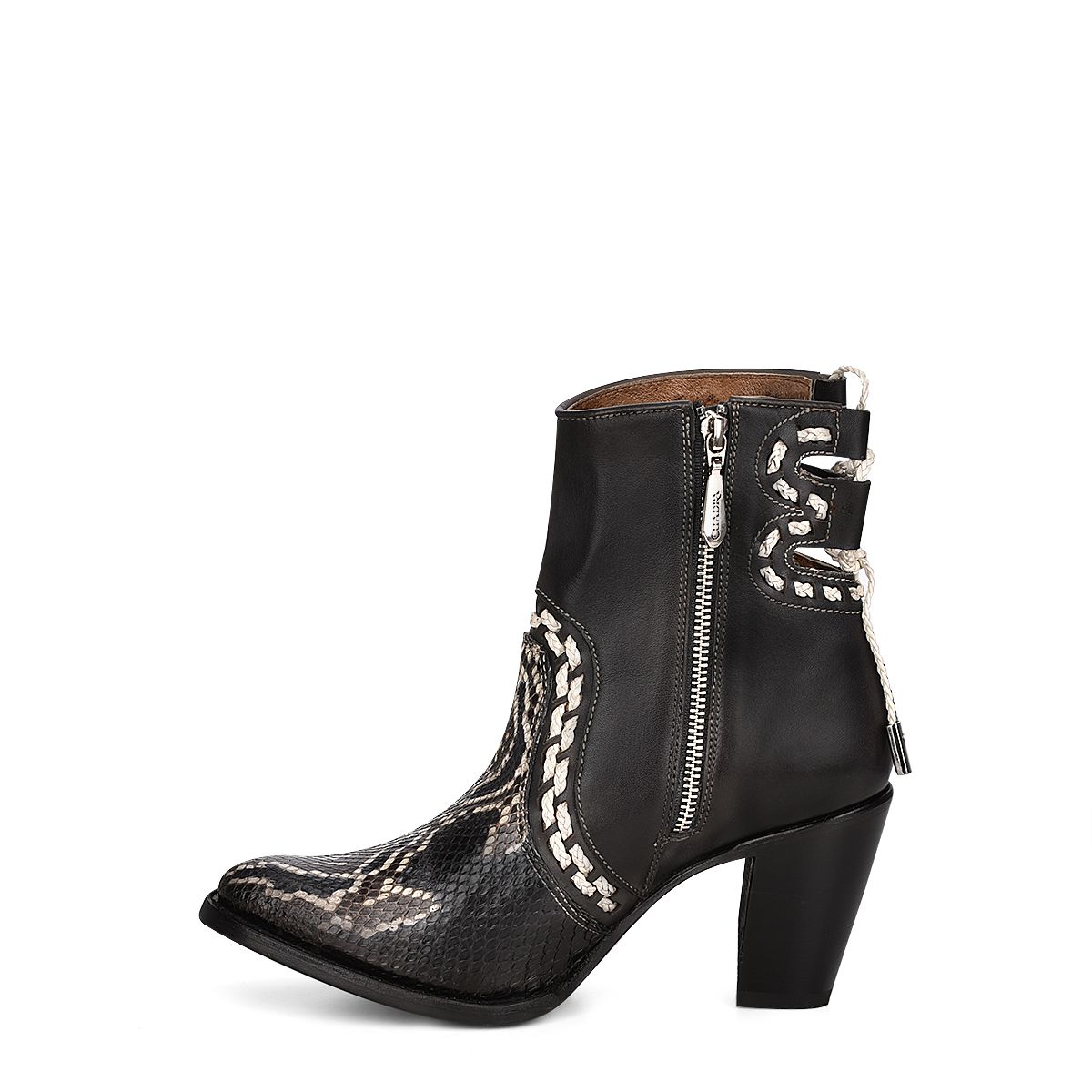 3F93PH - Cuadra black fashion phyton leather ankle boots for women.-Kuet.us
