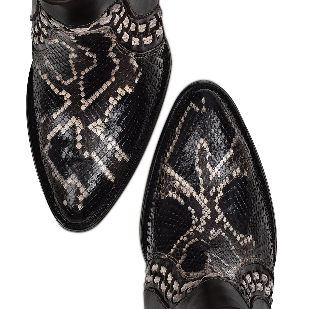 3F93PH - Cuadra black fashion phyton leather ankle boots for women.-Kuet.us