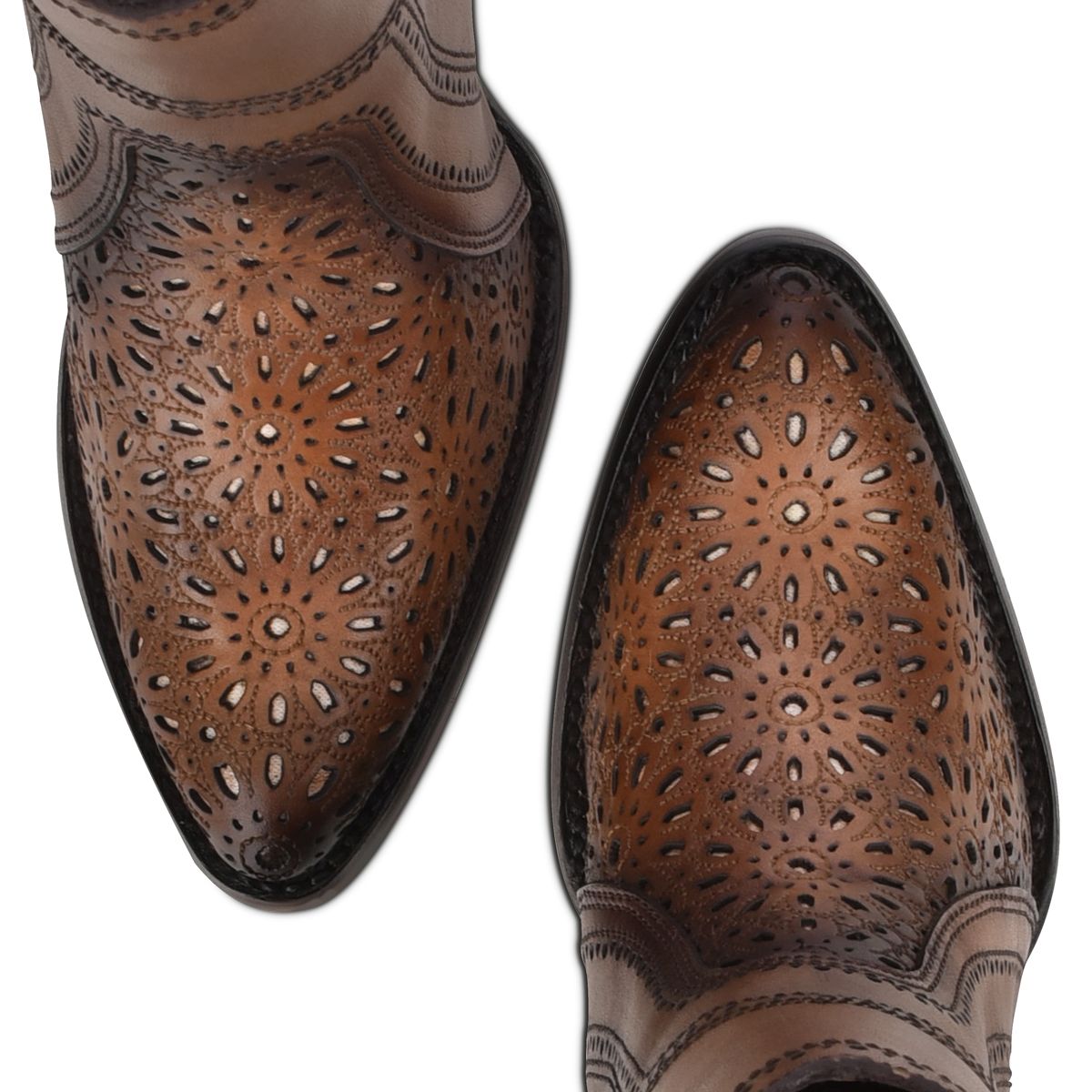 3F94RS - Cuadra brown western cowboy cowhide leather ankle boots for women-Kuet.us