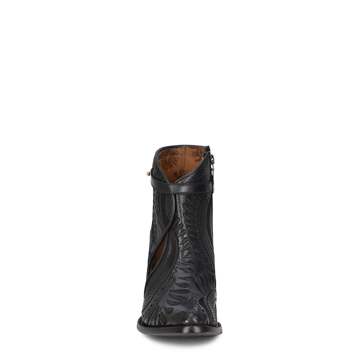 3F95RS - Cuadra black western cowgirl cowhide leather ankle boots for women-Kuet.us