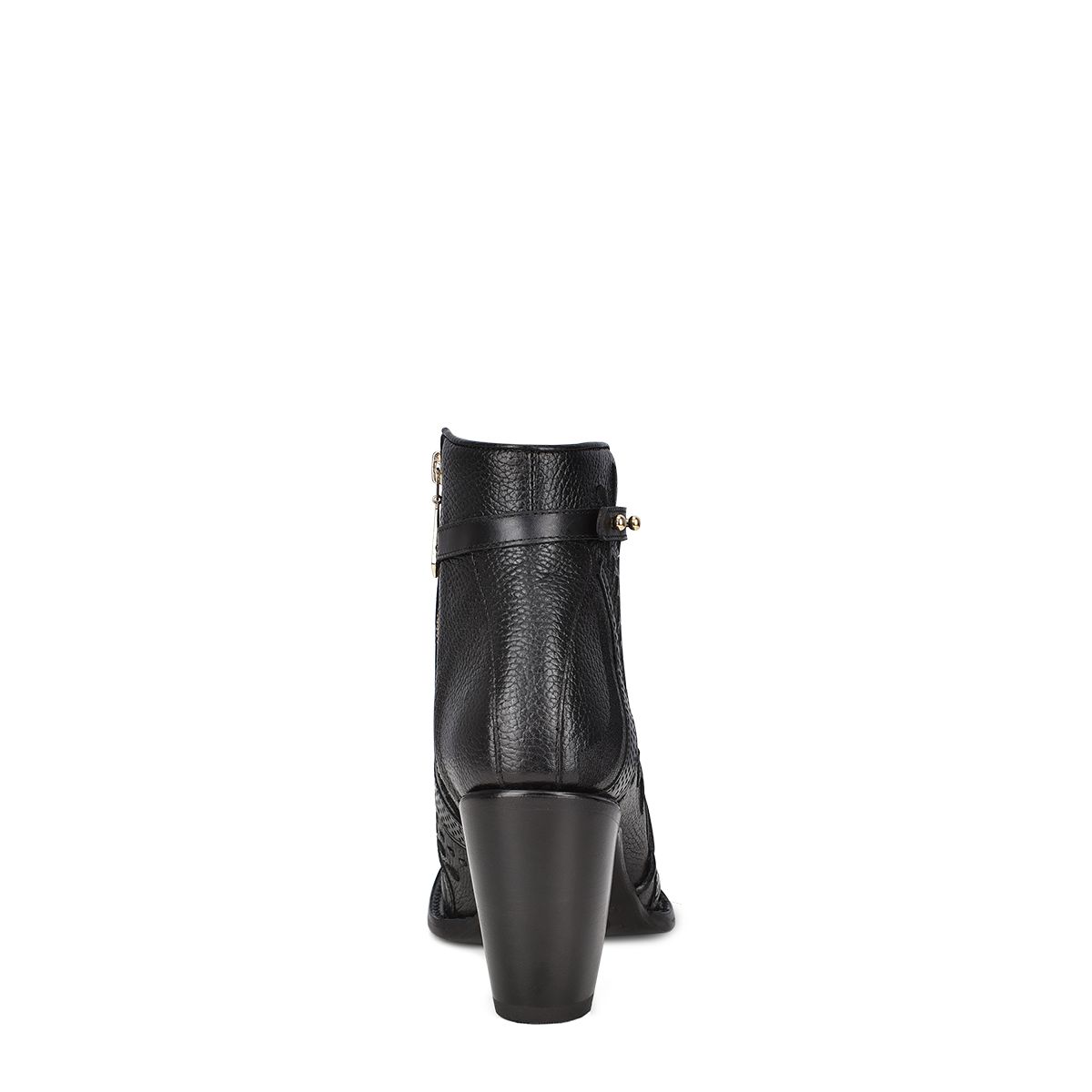 3F95RS - Cuadra black western cowgirl cowhide leather ankle boots for women-Kuet.us
