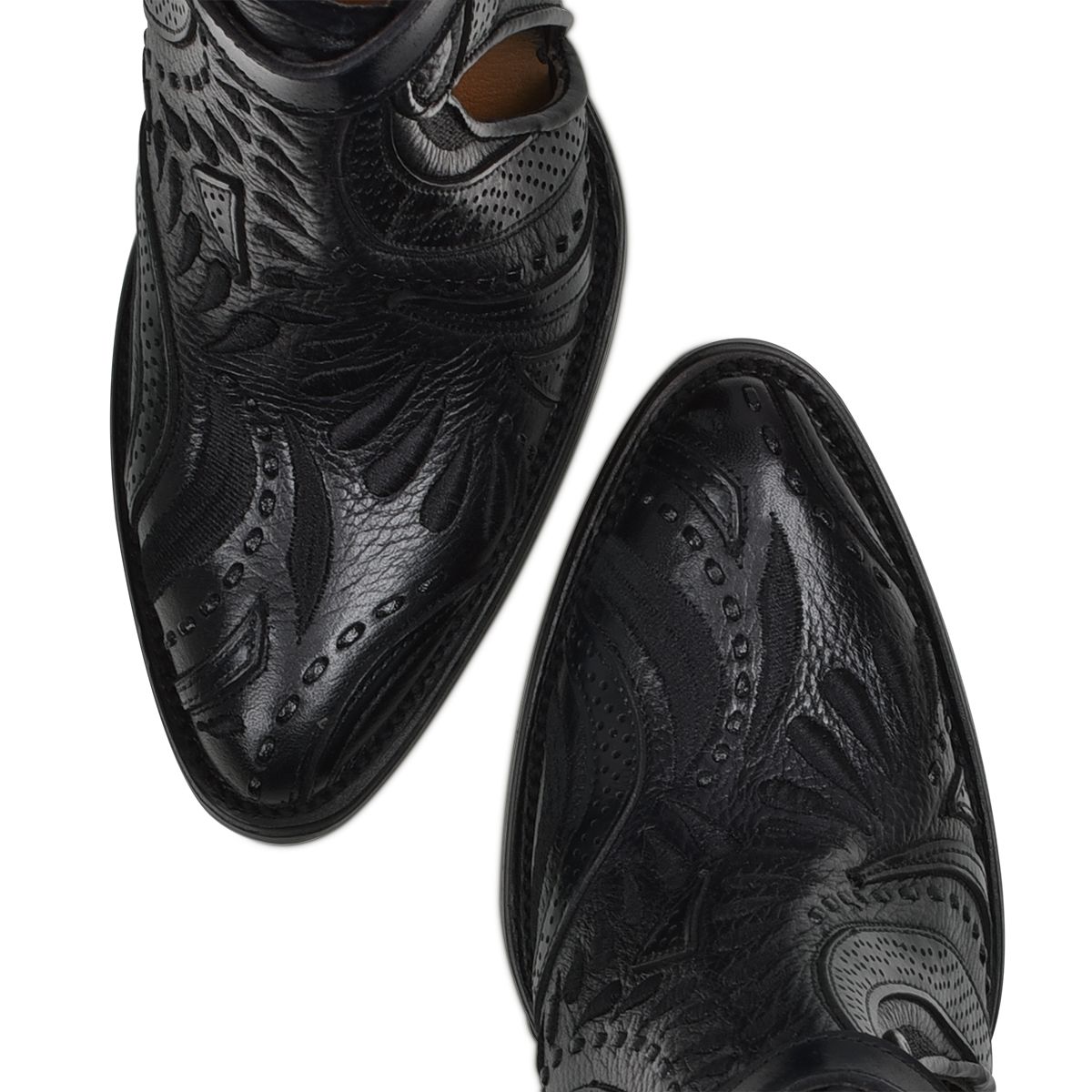 3F95RS - Cuadra black western cowgirl cowhide leather ankle boots for women-Kuet.us
