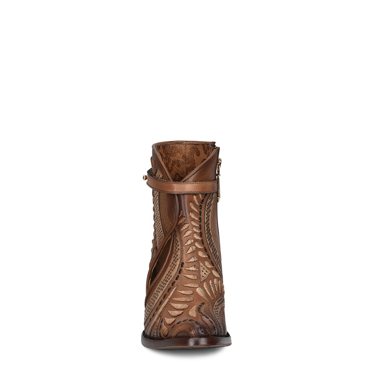 3F95RS - Cuadra brown western cowgirl cowhide leather ankle boots for women-Kuet.us
