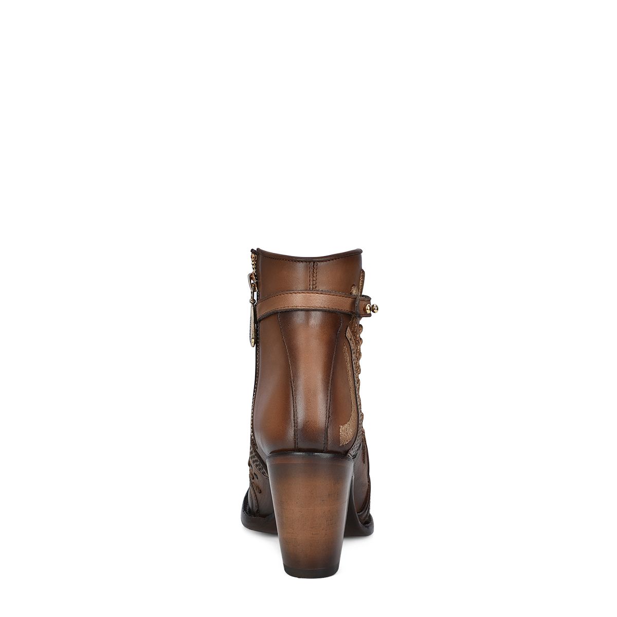 3F95RS - Cuadra brown western cowgirl cowhide leather ankle boots for women-Kuet.us
