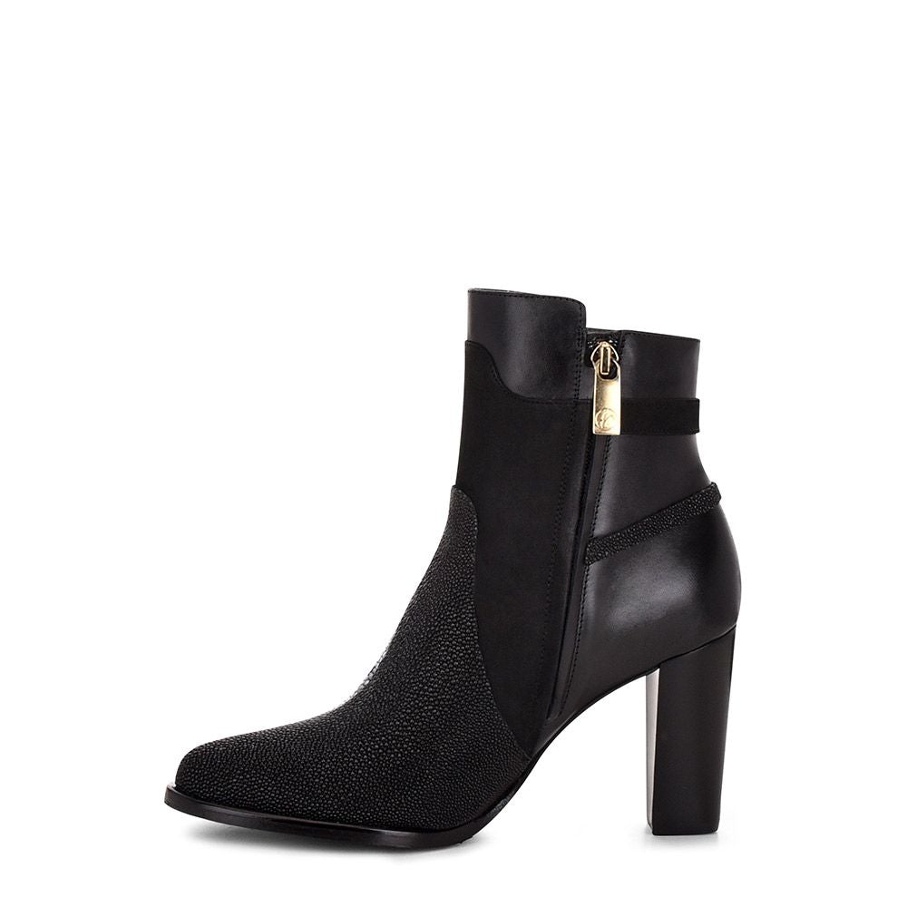 3G5MTVL - Cuadra black casual fashion stingray leather ankle boots for women-Kuet.us