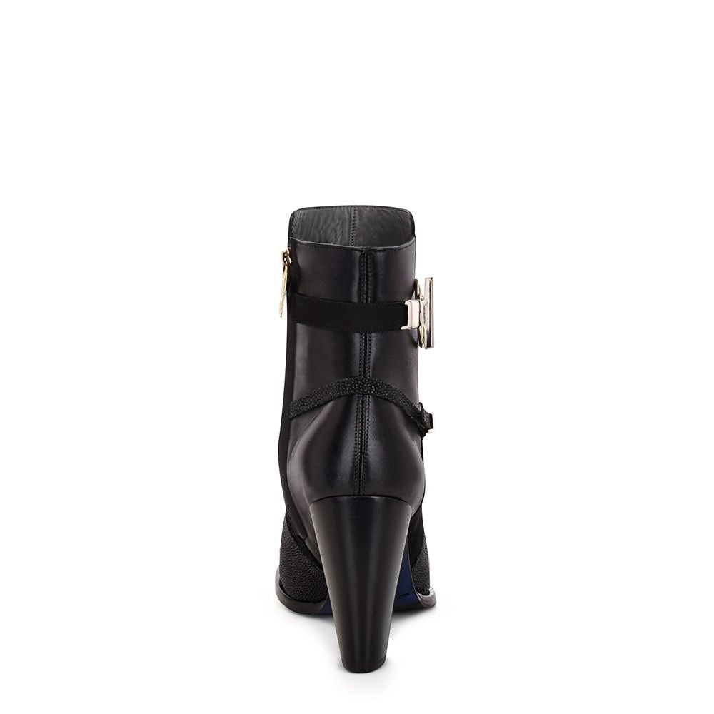 3G5MTVL - Cuadra black casual fashion stingray leather ankle boots for women-Kuet.us