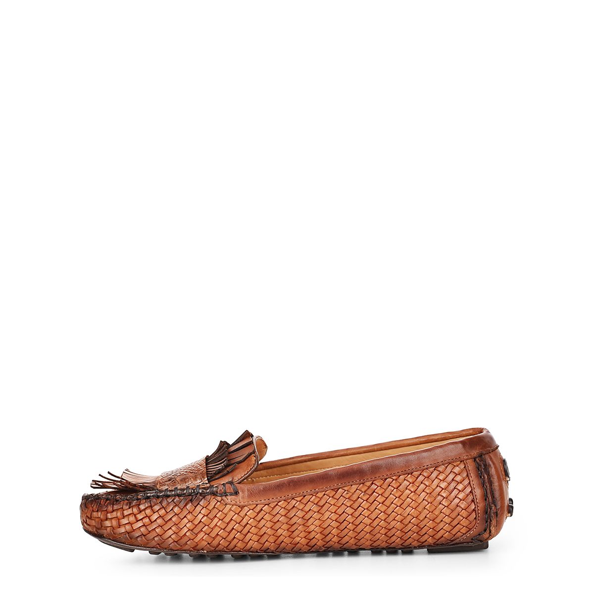 3J3TEPI - Cuadra brown fashion casual woven leather flat drivers for women-Kuet.us