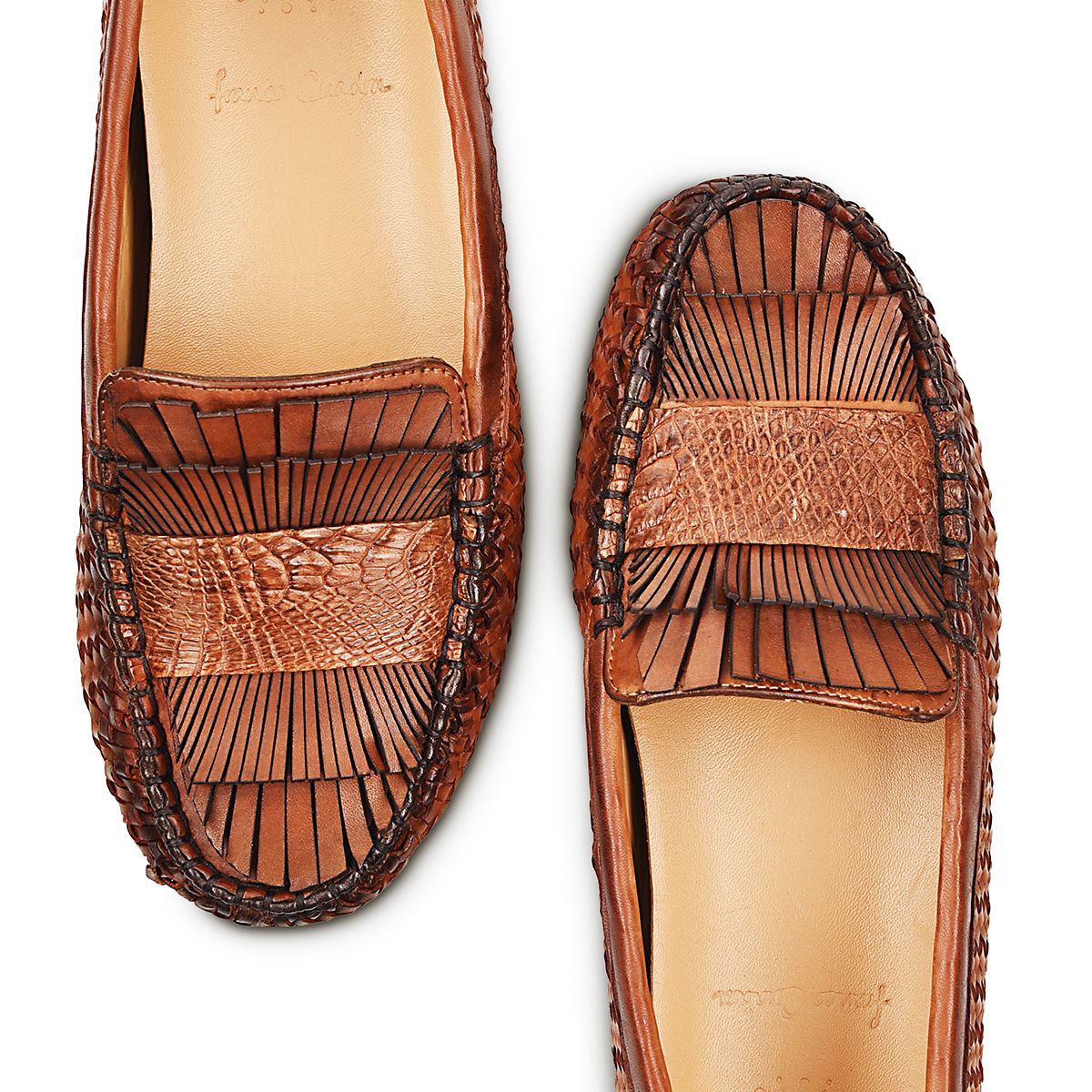 3J3TEPI - Cuadra brown fashion casual woven leather flat drivers for women-Kuet.us