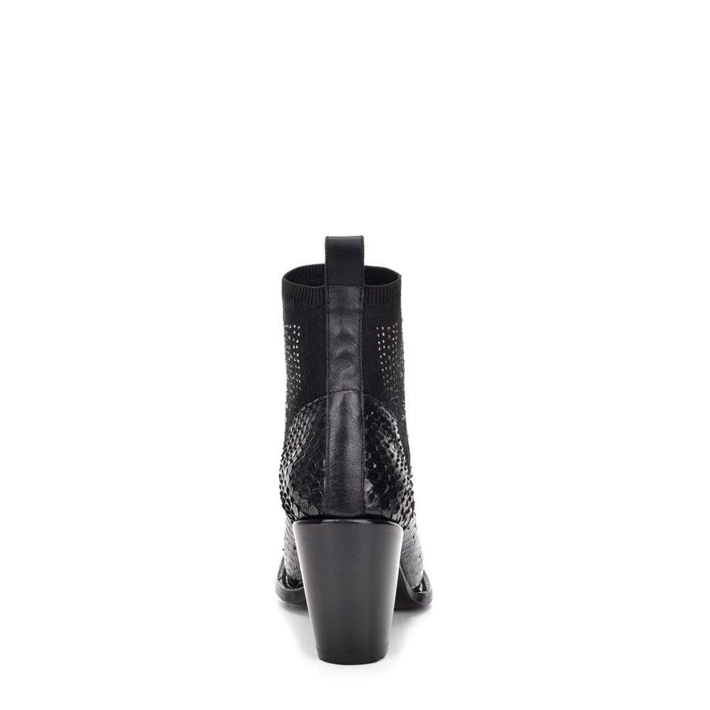 3W11PM - Cuadra black western cowgirl python skin ankle boots for women-Kuet.us