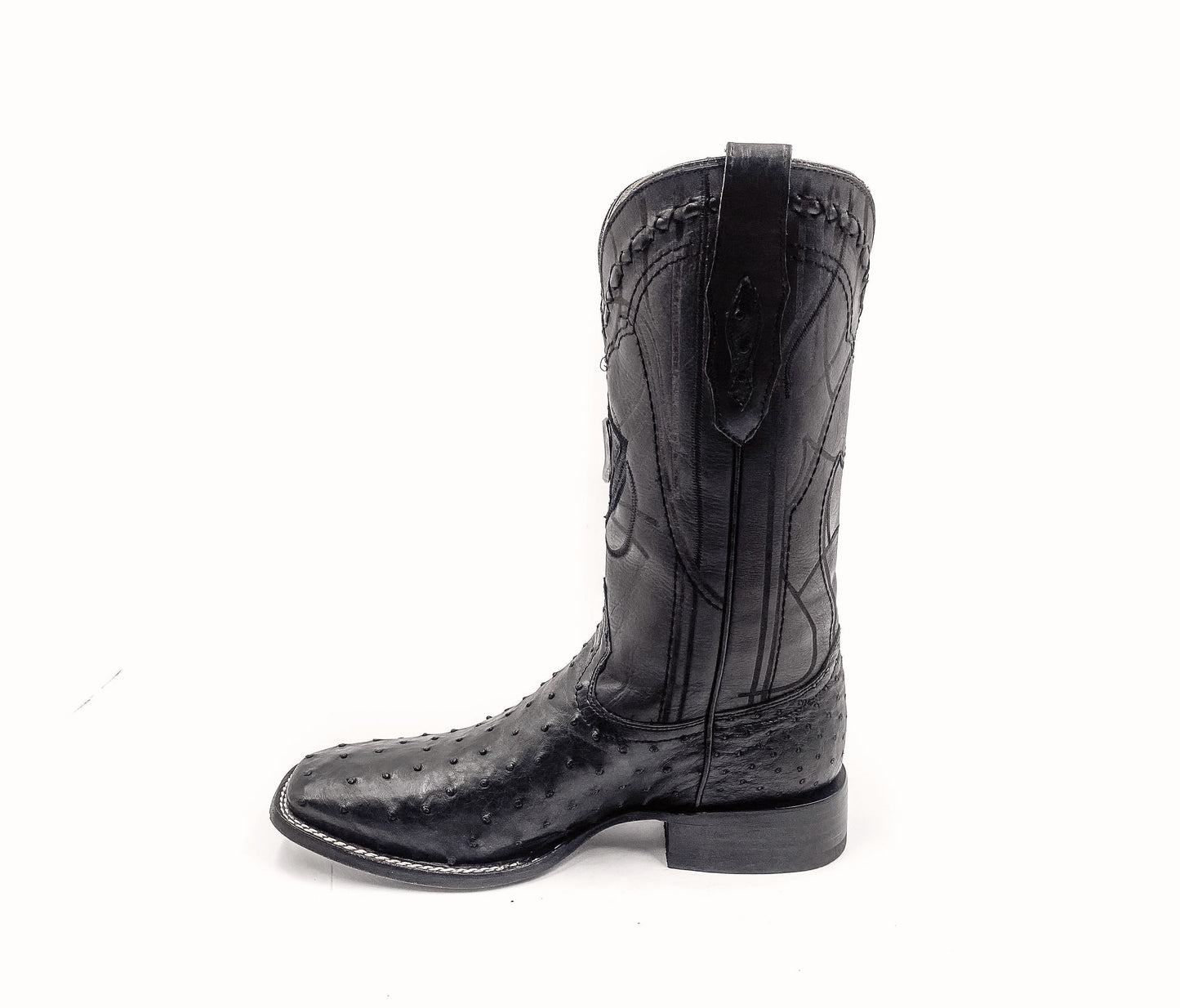 3Z1OA1 - Cuadra black classic cowboy rodeo ostrich leather boots for men-Kuet.us