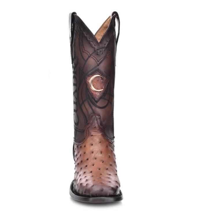 3Z1OA1 - Cuadra chestnut brown cowboy rodeo ostrich boots for men-Kuet.us