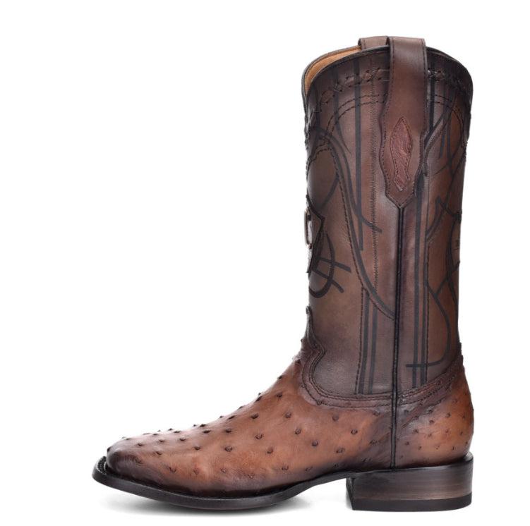 3Z1OA1 - Cuadra chestnut brown cowboy rodeo ostrich boots for men-Kuet.us