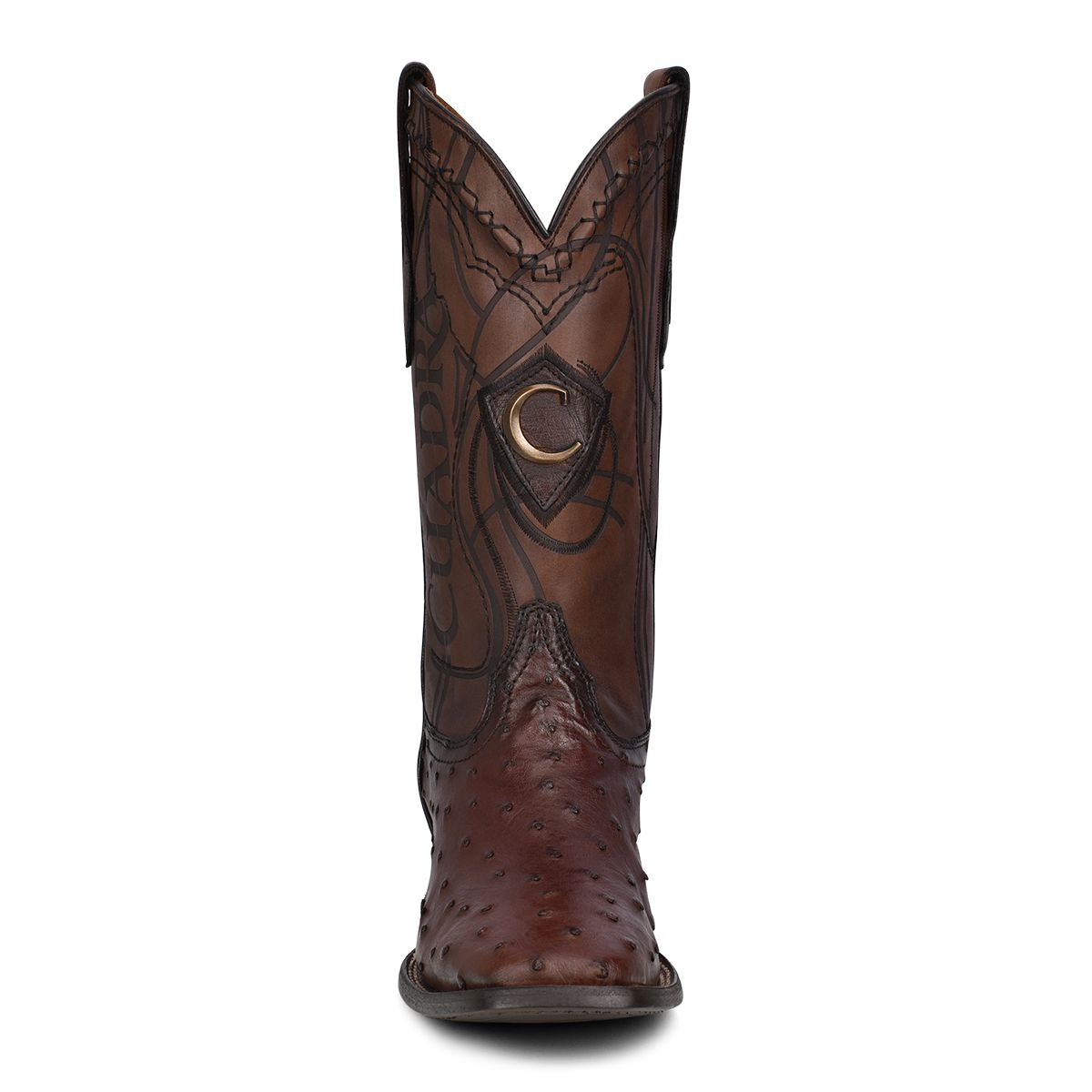 3Z1OA1 - Cuadra chocolate cowboy rodeo ostrich leather boots for men-Kuet.us