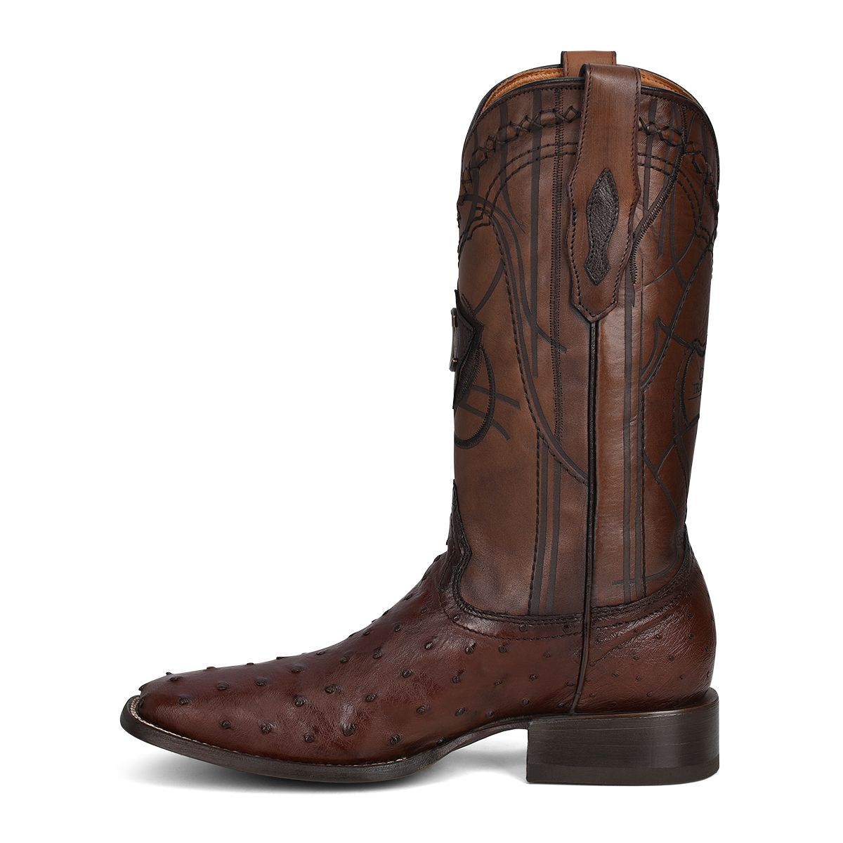 3Z1OA1 - Cuadra chocolate cowboy rodeo ostrich leather boots for men-Kuet.us