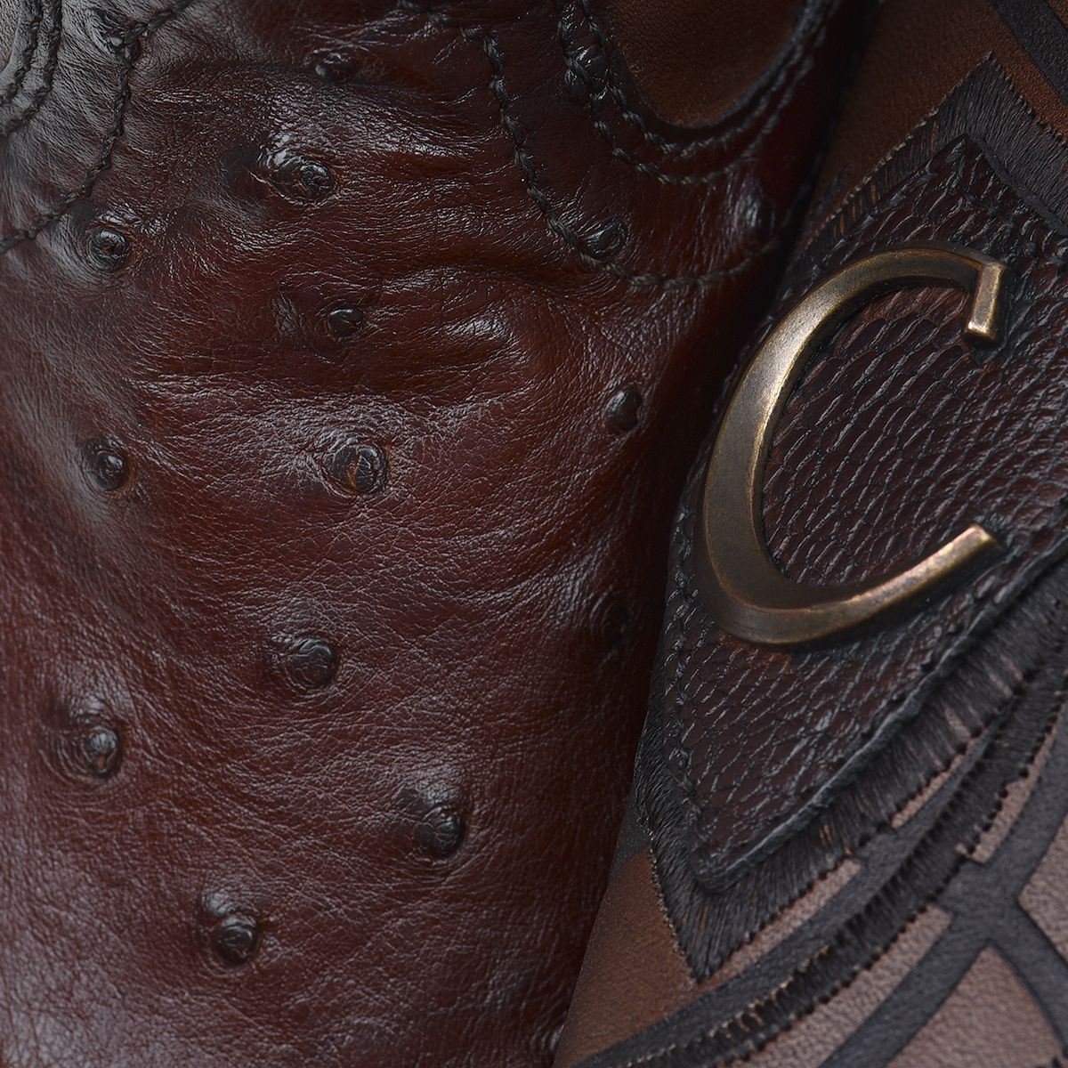 3Z1OA1 - Cuadra chocolate cowboy rodeo ostrich leather boots for men-Kuet.us