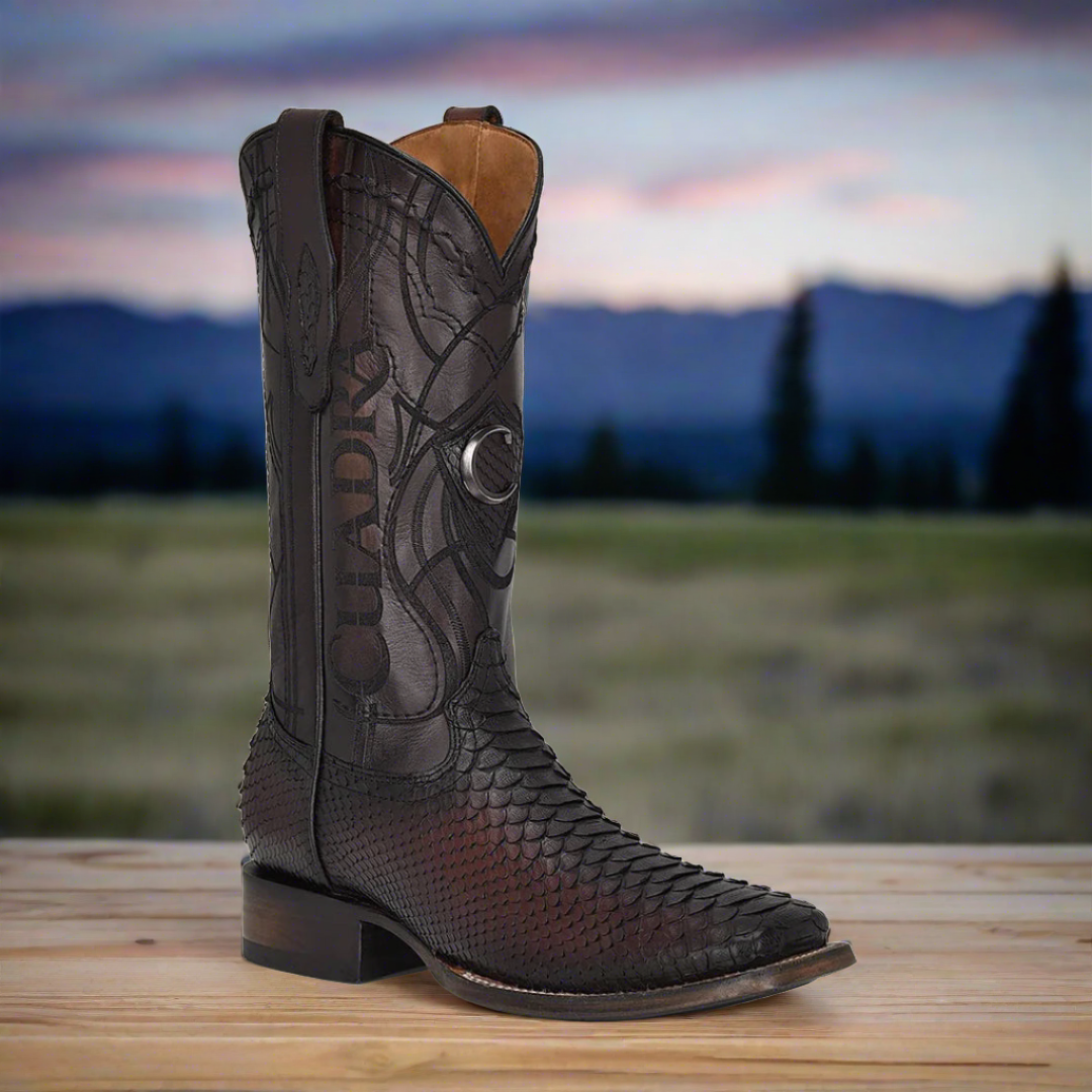 3Z2LPH Cuadra wine red western cowboy rodeo python boots for men