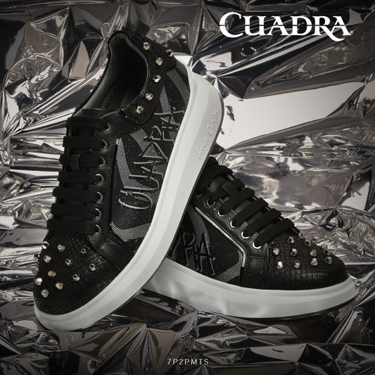 7P2PMTS - Cuadra Black Python Sneakers for Women