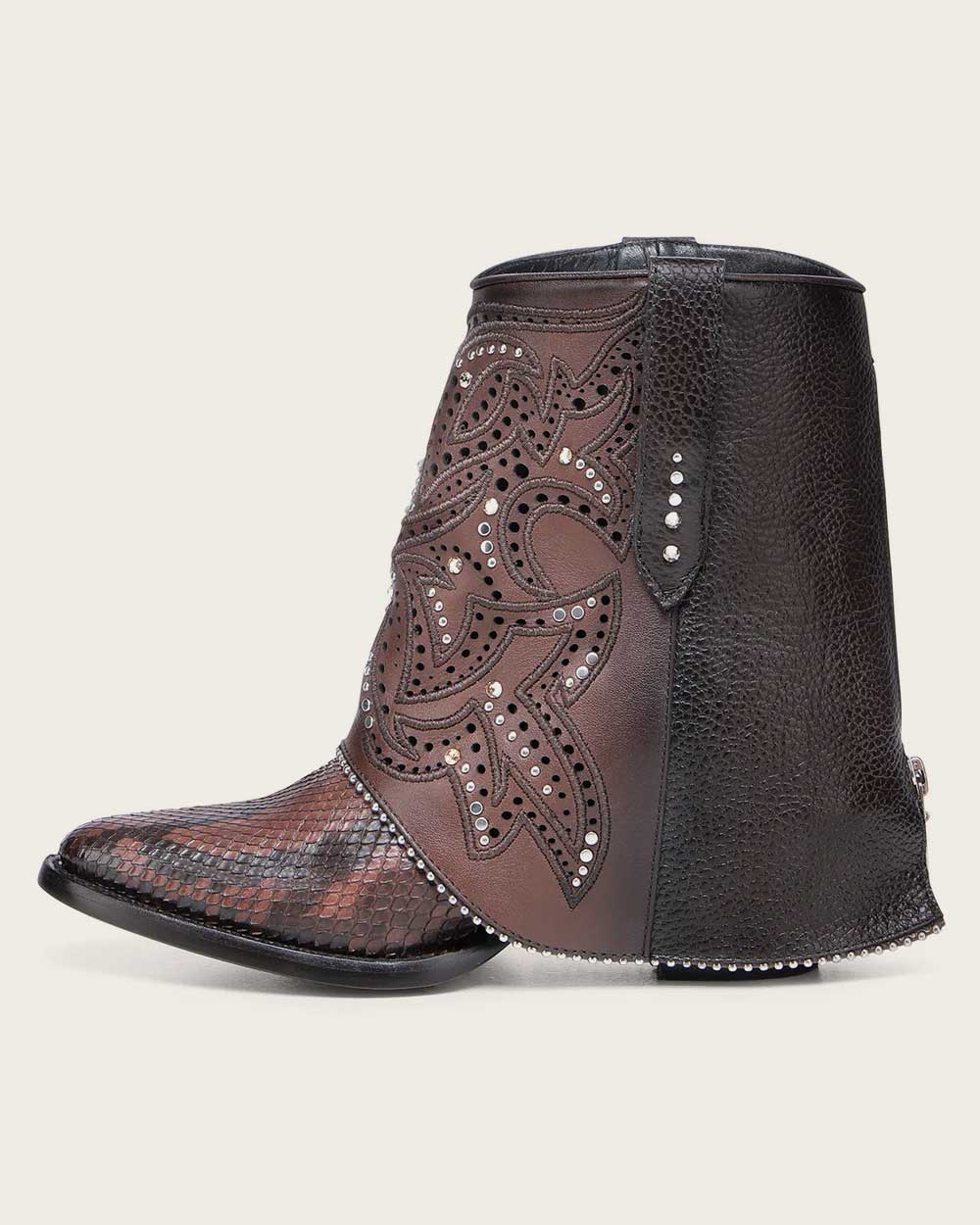 4A43PH - Cuadra truffle brown western cowgirl python skin ankle boots for women