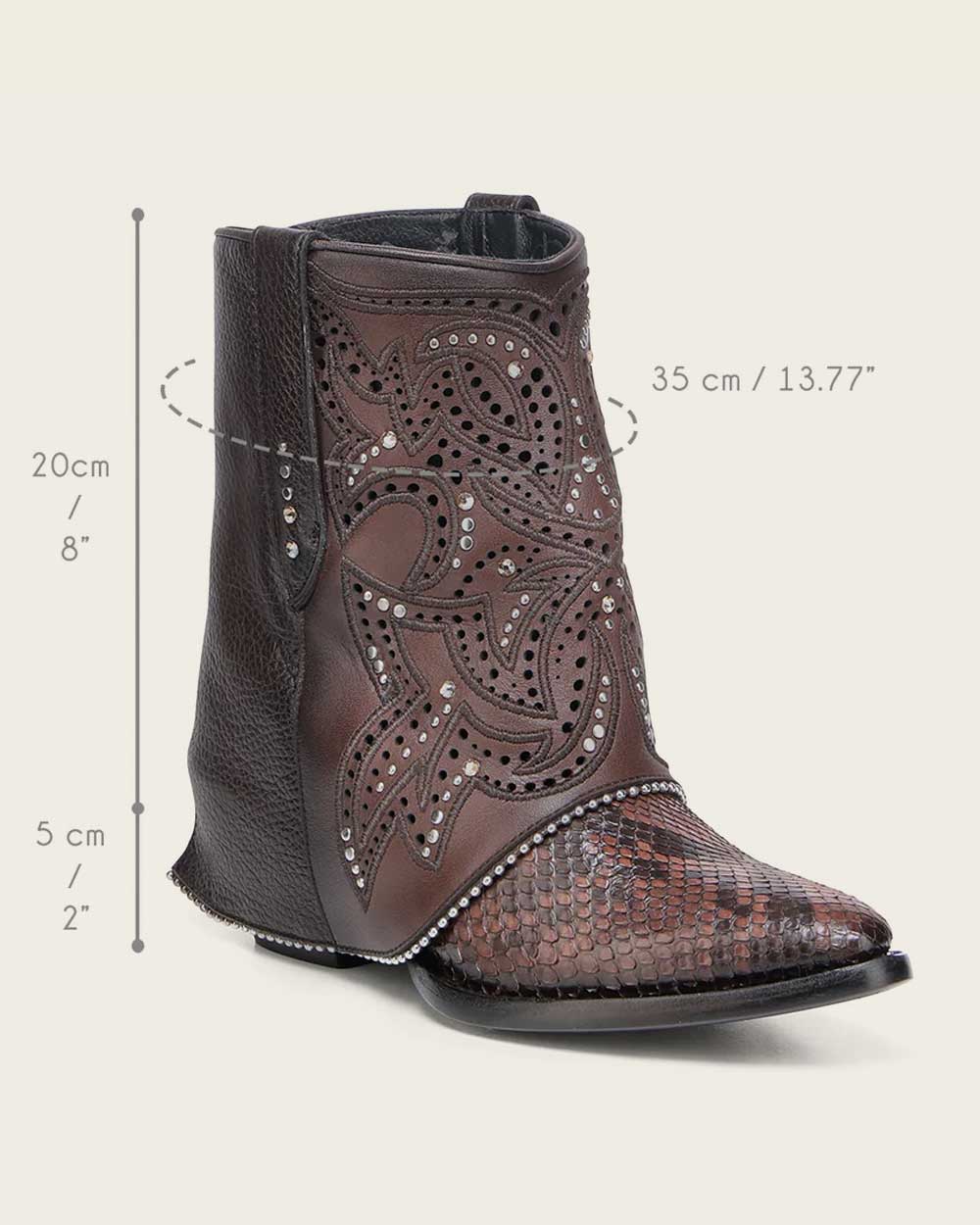 4A43PH - Cuadra truffle brown western cowgirl python skin ankle boots for women